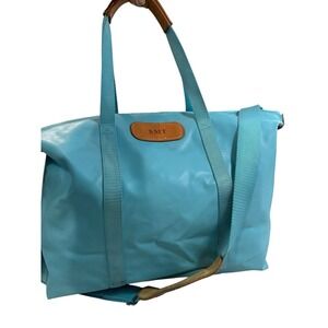 Jon Hart The Weekender Travel Bag Blue Coated Canvas Duffle Tote Luggage